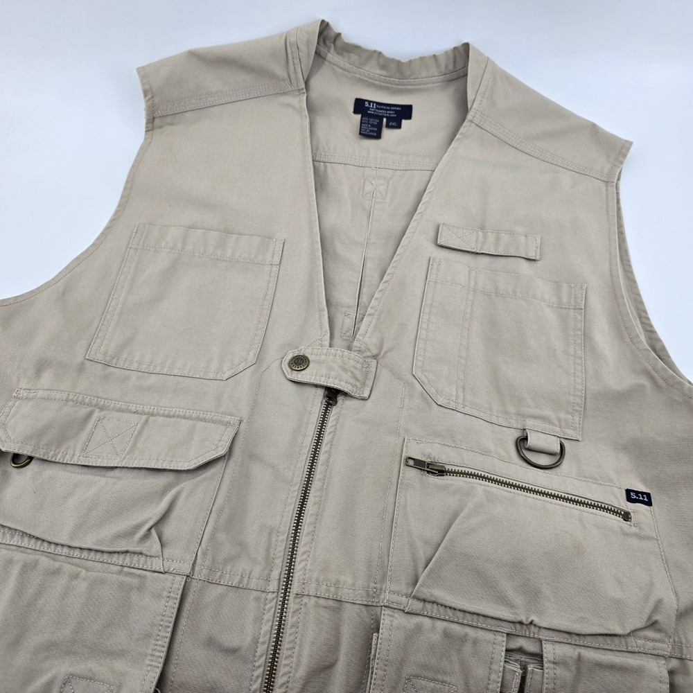 5.11 Tactical Series Vest Mens 80001 Multi-Pocket Utility Khaki Tan 2XL